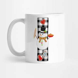 BW Buffalo Checks Pattern Monogram I | Snowman Mug